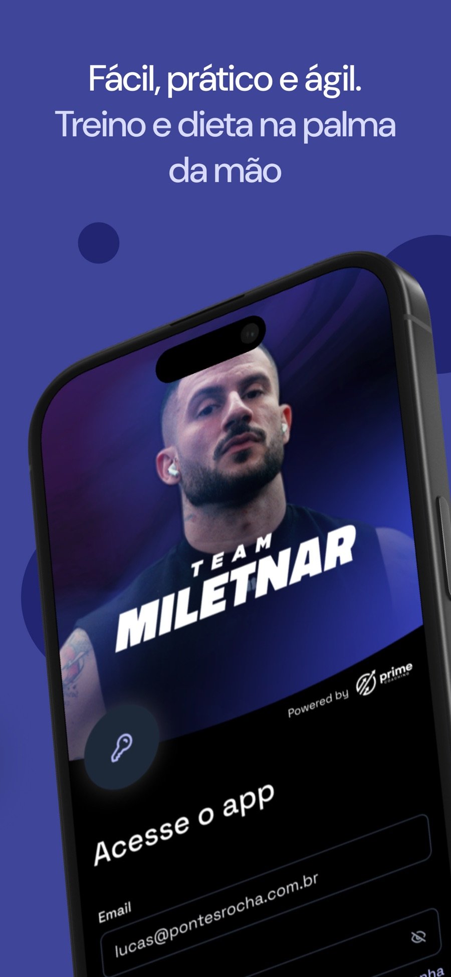 Tela do app Team Miletnar