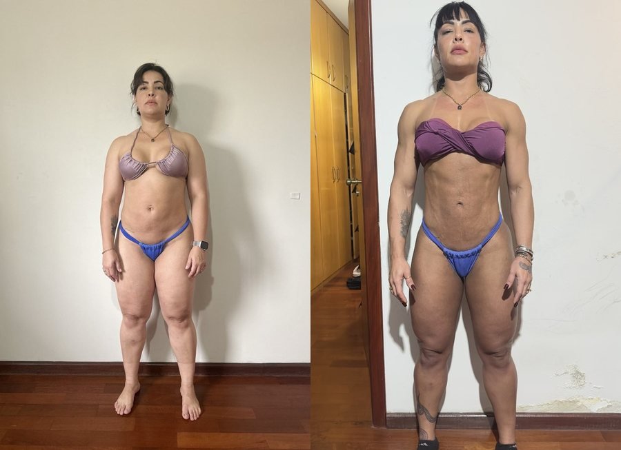 Antes e depois de aluna do Team Miletnar