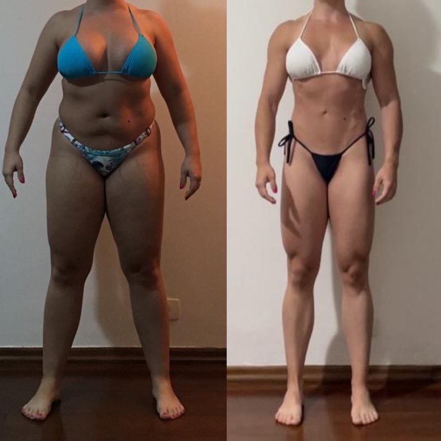 Antes e depois de aluna do Team Miletnar