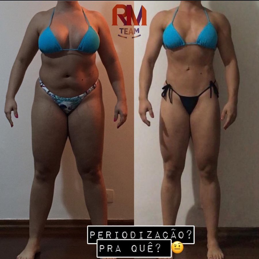 Antes e depois de aluna do Team Miletnar