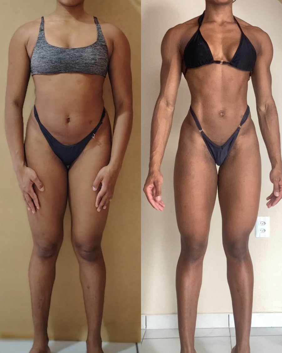 Antes e depois de aluna do Team Miletnar